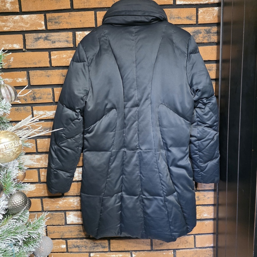 CALVIN KLEIN Black Womens Size Large Long Duck Down Quilted Hooded Puffer Coat - Picture 2 of 11
